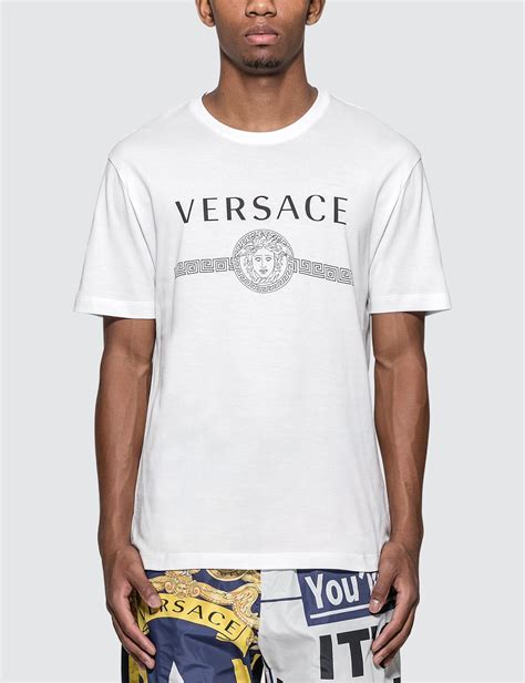 cotton versace shirt white long sleeve gold decal|men's versace t shirt sale.